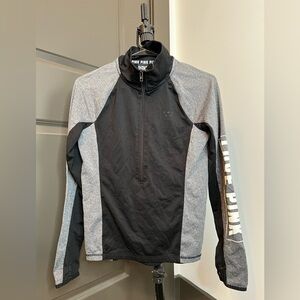 Victoria's Secret PINK Black and Gray Quarter-Zip Pullover